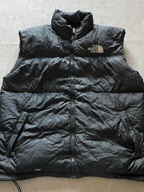 The North Face 1996 Nuptse Puffer Vest Men XXL Black 700 Full Zip Goose Down
